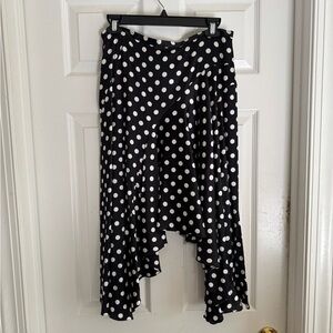 Caroline Constas Flounce Skirt, Polka Dot, Ruffles, Black, Large, Silk